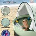 Baby Beach Tent with Pool, 3-in-1 Upgrade Pop Up UPF 50+ Sun Protection Shelter with Mosquito Net Babies Toddlers Portable Outdoor Summer Essentials for Beach, Backyard, Indoor- Green Leaves