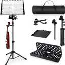 Vangoa Music Stand, Professional Portable Music Stand for Sheet Music with Violin Hanger, Folding Sheet Music Folder Music Instrument Stand with Carrying Bag, MD-3