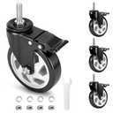 5 Inch Caster Wheels, Casters Set of 4,1/2"-13 x 1 (Screw Diameter 1/2", Screw Length 1.5") Threaded Stem Casters, Heavy Duty Industrial Castors, Locking Caster for Furniture and Workbench