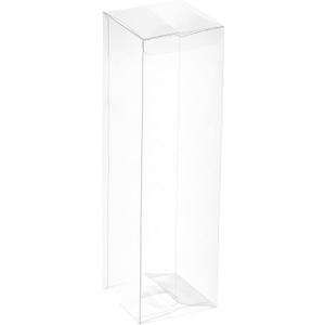 MECCANIXITY Plastic Retail Boxes 2.8"x2.8"x9.1" (70x70x230mm) Gift Box with Protecting Film for Candy, Cookies, Christmas, Wedding, Party Wrapping Clear Pack of 5