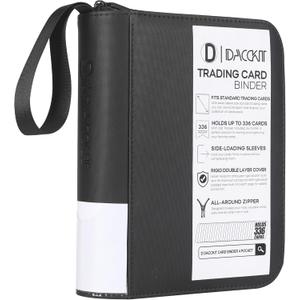D DACCKIT Trading Card Binder 4 Pocket - Fits 336 Cards21 Side-Loading Pages, Card Binder No Rings Folder for Collectible Games, Sports, TCG (Model DClassic Black)