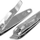 uxcell 2 PCS Angled Nail Clipper Set, Metal Slanted Edge Nail Cutting Clippers for Women and Men, Sharp Fingernail Cutter Toenail Clippers for Thick Toenails, Silver