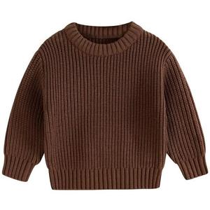 YOUNGER STAR Toddler Baby Girls Boys Knit Sweater Pullover Long Sleeve Sweatshirt Fall Winter Clothes (Brown)