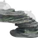 Tortoise Climbing Platform, Reptile Basking Dock Resin Slope for Lizards Turtles with Suction Cup Lifelike Aquarium Rock Ornament