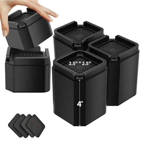 Bed Risers Furniture Risers Heavy-Duty Rectangular Adjustable Block Lift to 3 inches and 4.3 inches Desk, Sofa, Chair Legs, Refrigerator, Washing Machine Support up to 4000 pounds