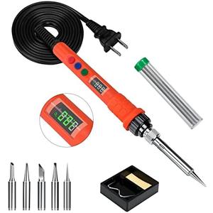 Soldering Iron Kit, 120W LED Digital Soldering Kit, 110V Welding Tools, Smart Temperature Control [356℉-932℉] - Extra 5pcs Tips - Auto Sleep & Temp Calibration - C/F