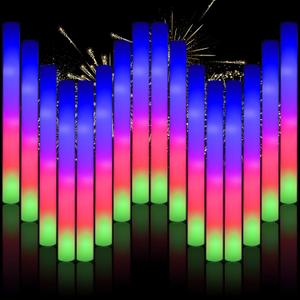 30pcs Foam Light up Sticks Bulk, Glow in the Dark Party Supplies with 3 Flashing Modes, Glow Wands for Birthday, Wedding, Concert, Outdoor Camping, Raves Foam Sticks