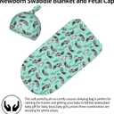 Sea Otter Swaddle Blanket with Beanie Hat Set Boys Girls, Cute Sea Otter Lover Gifts Sleep Sack Receiving Blanket for Infants & Newborns