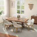 MALOL Wooden Dining Chairs Set of 6, Modern Fabric Upholstered Dining Room Chair, Kitchen Side Chairs, Farmhouse Dinner Chair with Open Back for Kitchen, Beige