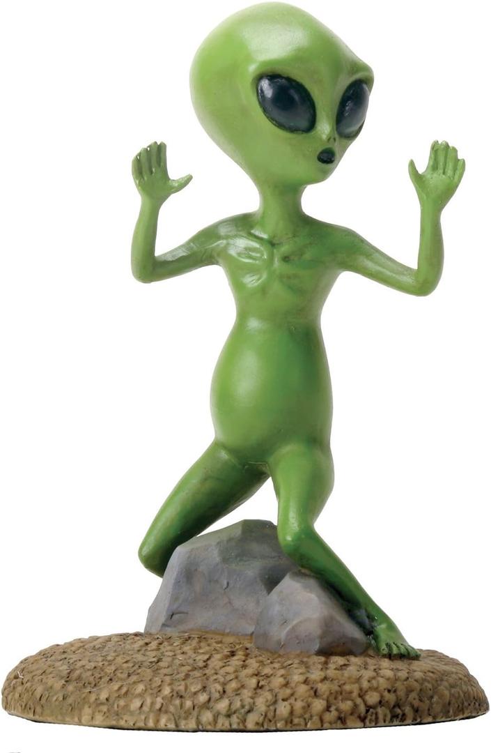YTC Small Green Colored Alien Figurine Statue with Hands Up Escaping