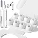 Inesore 4 Pairs Replacement Ear Tips for AirPods Pro 2nd/1st (White) | with Noise Reduction Hole & Built-in dust Guard Screen,Silicone,with Portable Storage Box & Cleaner Pen,4 Size (XS/S/M/L)