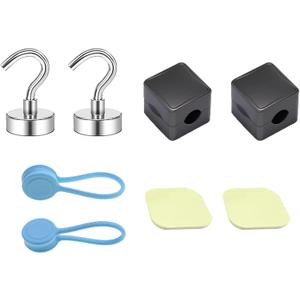 3 x Magnetic Hook Set, 6-Pack Heavy Duty 8lbs Magnetic Hooks with Cable Clips & Silicone Base for Fridge, Cabinet, Office Desk, Garage, Kitchen & Car