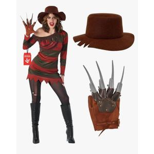 Morph Nightmare Killer Costume Women With Claw Sizes XS-3XL Serial Killer Costume Scary Halloween Costumes Women Halloween Costumes Adults, L