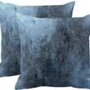 Emvency Set of 2 Blue Painting Throw Pillow Covers Contemporary Line Brown Abstract Modern Design Retro Decorative Pillow Case Home Decor Standard Square 18x18 Inch Cushion Pillowcase