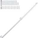 5FT White Industrial Handrail, Heavy Duty Galvanized Steel Railing Kit for Indoor and Outdoor Stairs and Steps, with Mounting Hardware