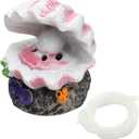 Aquarium Shell Decor Air Bubble Stone with Air Stone Bubbler Volcano Ornament Mini Cute Undersea Clam Pearl Ornaments for Fish Shrimp Crab Betta Tank