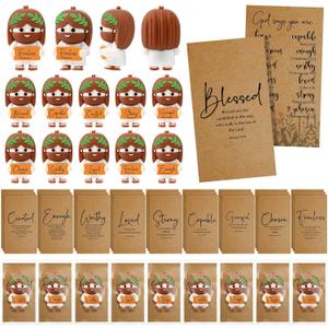 Thyle 50 Set Christian Easter Gifts Mini Jesus Figures Bulk Religious Positive Little Jesus with Scripture Plaque Table Decor Church Party Favor with Bible Verse Card Easter Figurines Basket Stuffers