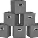 MaidMAX Storage Bins 12x12x12, for Home Organization and Storage, Toy Storage Cube, Closet Organizers and Storage, with Dual Plastic Handles, Grey, Set of 6