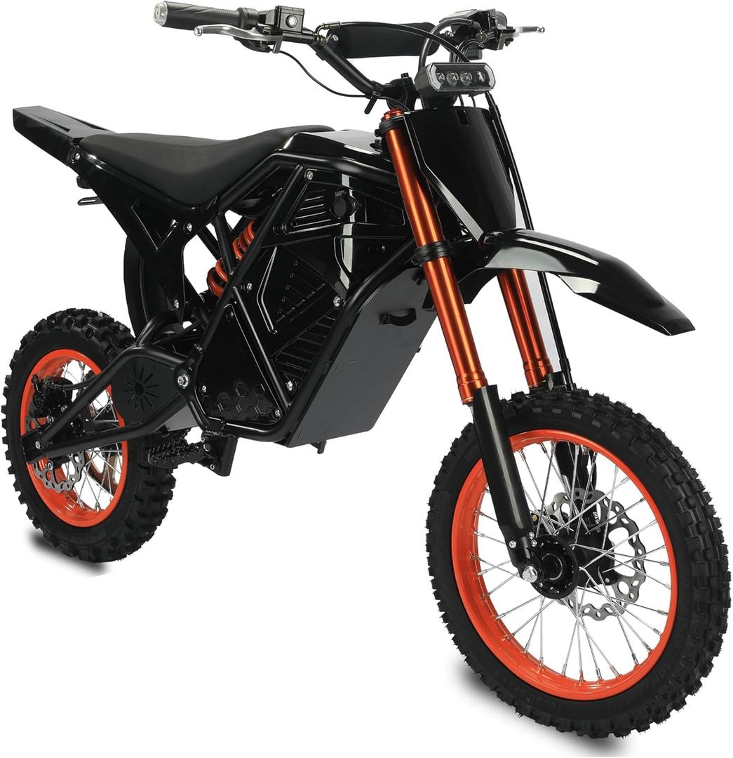RM7 Electric Dirt Bike for Adults & Teens, 2200W Peak Ebike, 48V 22.5Ah, 37 MPH, 45 Miles, 14"/12" Tire Off-Road Electric Motorcycle, Dual Hydraulic Brakes, Fit Age 13+ (Magma Orange)