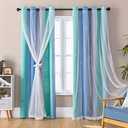 XiDi Curtains for Girls Bedroom Kids Room Unicorn Princess Theme Home Decor 72 inches Length Blue Green Grey, W34 X L72 1 Panels