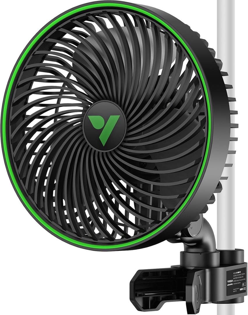 VIVOSUN AeroWave E6 Gen2, Grow Tent Clip Fan 6, EC Motor, Smart Control, Powerful Oscillating Fan, Local Timer, Weatherproof IP54, for Hydroponics Circulation Cooling, Black