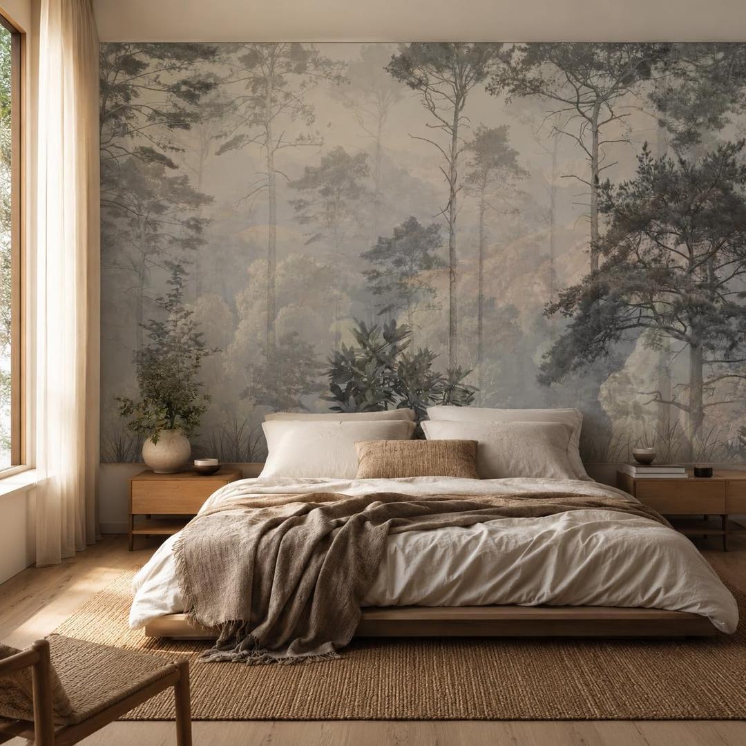 Art Forest Wall Mural Peel and Stick,Large Wall Murals Art Deco for Bedroom Livingroom Thick Canvas Waterproof（C6，118 * 82inch）