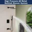 Shower System with Tub Spout, All Metal Black Bathtub Shower Faucet Set with High Pressure 10 Inch Rain Shower Head and Handheld Shower Head Set, Matte Black (Valve Include