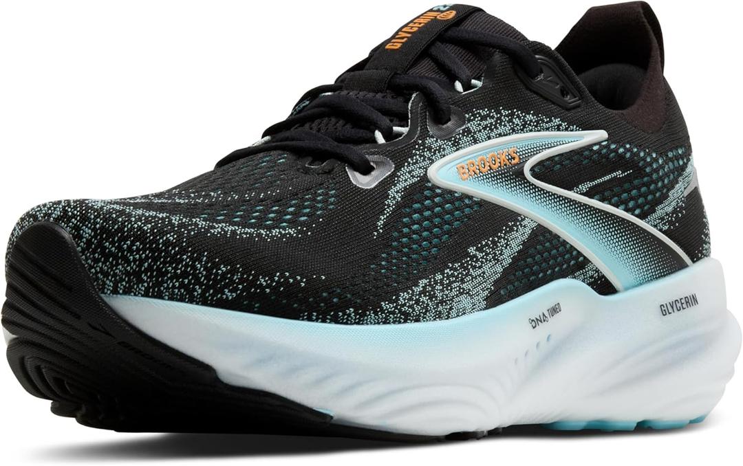 Brooks Mens Glycerin 22 Neutral Running Shoe (7.5, Black/Atomizer/Blazing Orange)