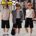 3 Pack Boys Shorts Kids Pull on Athletic Baggy Sweat Shorts with Pockets Elastic Waist Summer Casual 11-12 Years
