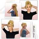 RUWISS Claw Clip Messy Bun Hair Piece Real Human Hair Buns Wavy Curly Chignon Hair Bun Extensions Tousled Updo Claw Clip Ponytail Hairpieces for WomenNatural Black (40g)