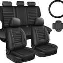 JIAMAOXIN Custom Seat Covers for Toyota RAV4 2019 2020 2021 2022 2023 2024 2025 LE, XLE, XLE Premium, Limited, Base, SE (Not for Hybrid) RAV4 Seat Covers Leather Full Set (Black, 5 Seats)
