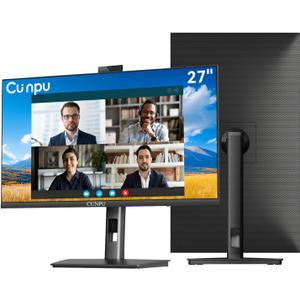 CUNPU 27" Monitor with Camera, 5MP Webcam QHD Monitor with Mic & Speakers