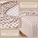 Gingham Queen Sheet Set, Lightweight Super Soft Brushed Microfiber Plaid Bed Sheets with 16" Deep Pocket, 4 Piece Ruffle Farmhouse Bedroom Decor, Taupe