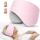 Sleep Mask, Eye Mask for Sleeping with Heads Adjustable, Earmuffs for Sleep for Men & Women, 2 in 1 Ear Mask and Blindfold, Soft Dual-Sided All-Season Eye Cover for Side Sleepers (Pink)