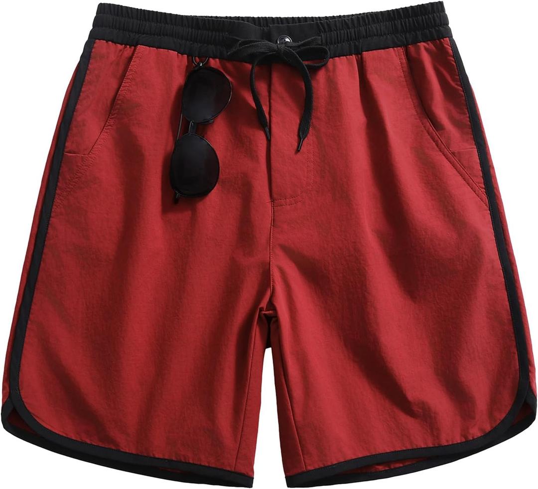 JEMLDL Men's Quick Dry Color Block Athletic Shorts