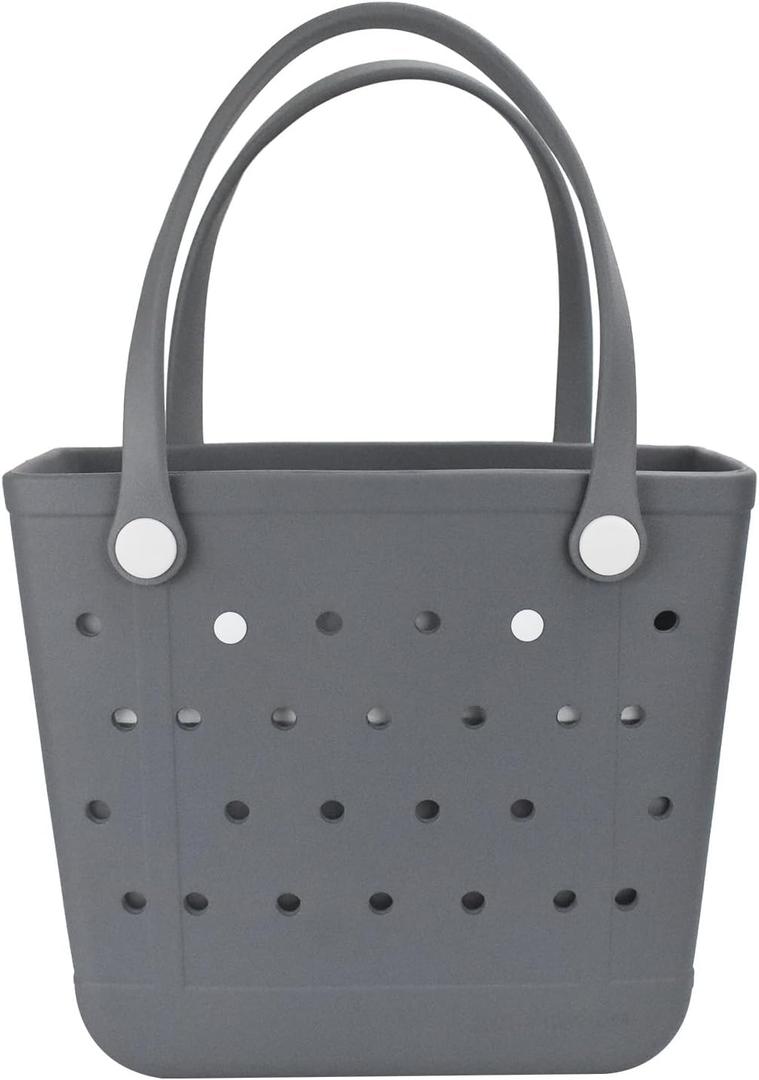 Lightweight Extra large Rubber Beach Bag Small mini Tote Bag for Gym Waterproof medium Open Handbag for Pool Sports (Medium(15*6*12.6in))