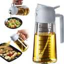 TrendPlain 16oz/470ml Glass Olive Oil Sprayer for Cooking  2 in 1 Olive Oil Dispenser Bottle for Kitchen Gadgets and Air Fryer Accessories, Salad, BBQ - Ash