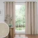Natural Heavyweight Chenille Eyelet Lined Curtains 56x84" Pack of 2