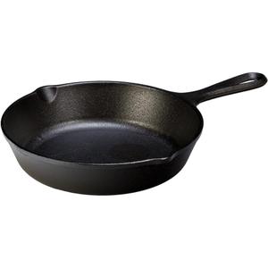 Lodge 8 Inch Cast Iron Pre-Seasoned Skillet  Signature Teardrop Handle - Use in the Oven, on the Stove, on the Grill, or Over a Campfire, Black