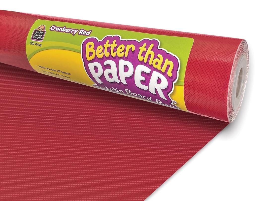 Teacher Created Resources Cranberry Red Better Than Paper Bulletin Board Roll (TCR77442), 48" x 144"