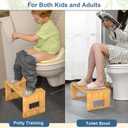 KingPavonini Bamboo Toilet Stool Squat 7in & 9in Heights Adjustable, Foldable Poop Stool for Adult, for Bathroom with Non-Slip Grooves Portable, Space-Saving, 400 lbs Capacity