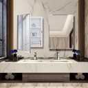 IDYLLOR Plastic Bathroom Medicine Cabinet with Framed Mirror 16 x 22 inch, Surface and Recessed Mount