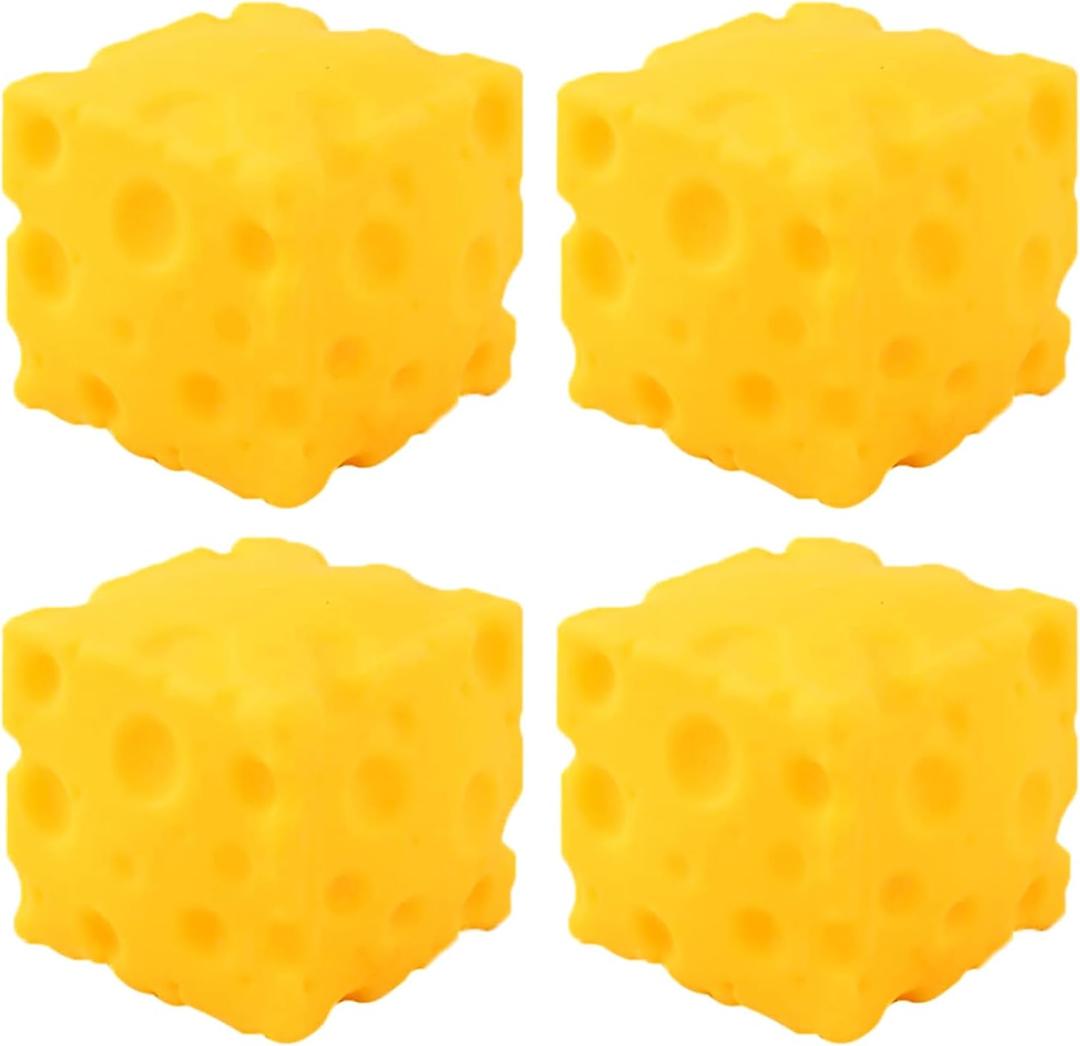 4PCS Yellow Cheese Squishy Slow Rising, Squishy Squeeze Cheese Block, Soft Novelty Toy, Stress Balls for Adults Rebounding Sensory Squishys Cheese (4pcs)