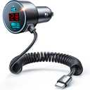 USB C Car Charger, 75W Metal 3-Port Super Fast Car Charger Adapter PD & QC3.0 Built-in 6ft Type C Coiled Cable for Samsung Galaxy S22/21 iPhone iPad Pro Pixel Android Phones
