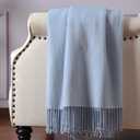 CUDDLE DREAMS Silk Throw Blanket with Hand-Knotted Fringe, Natural, Soft & Breathable (Taupe)