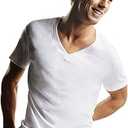 Hanes Men's Hanes Men's V-Neck Undershirt, Cotton Moisture-Wicking White Tee Undershirts, 6  Pack