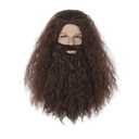 Qacf Long Curly Mens Wizard Mustache Wig Halloween Costume Cosplay Viking Fake Beard Wig