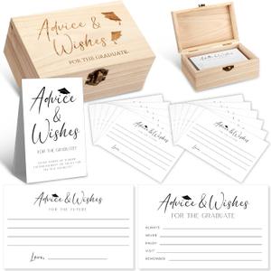 52pcs 2025 Graduation Advice and Wishes for Graduation Decorations Cards Box with 50pcs Advice Cards for College, High School, University Grad Advice and Wishes