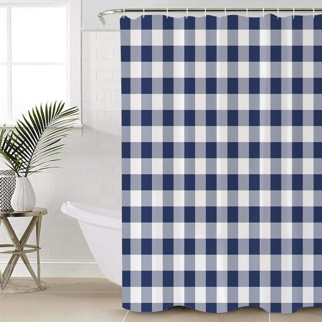 Black Striped Shower Curtain Set - 72" x 78" Washable Bathtub Curtain with 12 Hooks, Black White Stripes Farmhouse Waterproof Fabric Stall Shower Curtains for Bathroom/Bathtub Décor