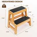 StrongTek Wood Step Stool, 17" Tall Two-Step Design for Adults & Kids, Heavy-Duty 500 lbs Capacity with Non-Slip Steps, Ideal for Kitchen, Bedside & Bathroom Use